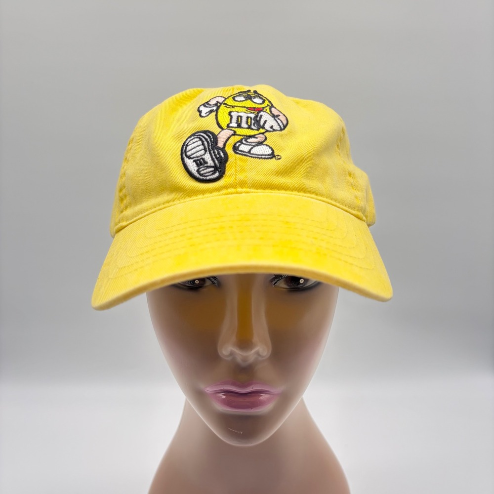 Vintage MMs Yellow Character Hat Cap Embroidered Candy Promo Y2K Retro Candy‎
